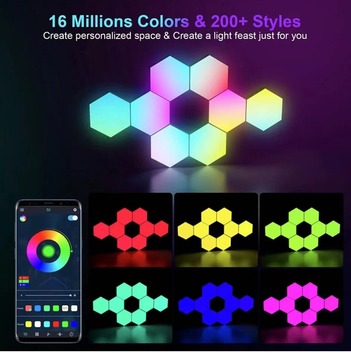 RGB Hexagon Wall Panels